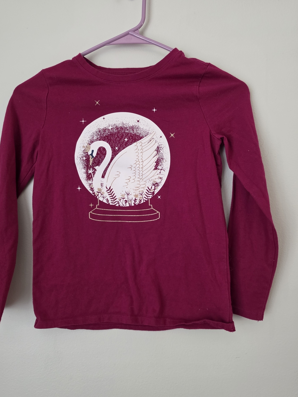 Cat & Jack Magenta Swan Globe Long-Sleeve Tee